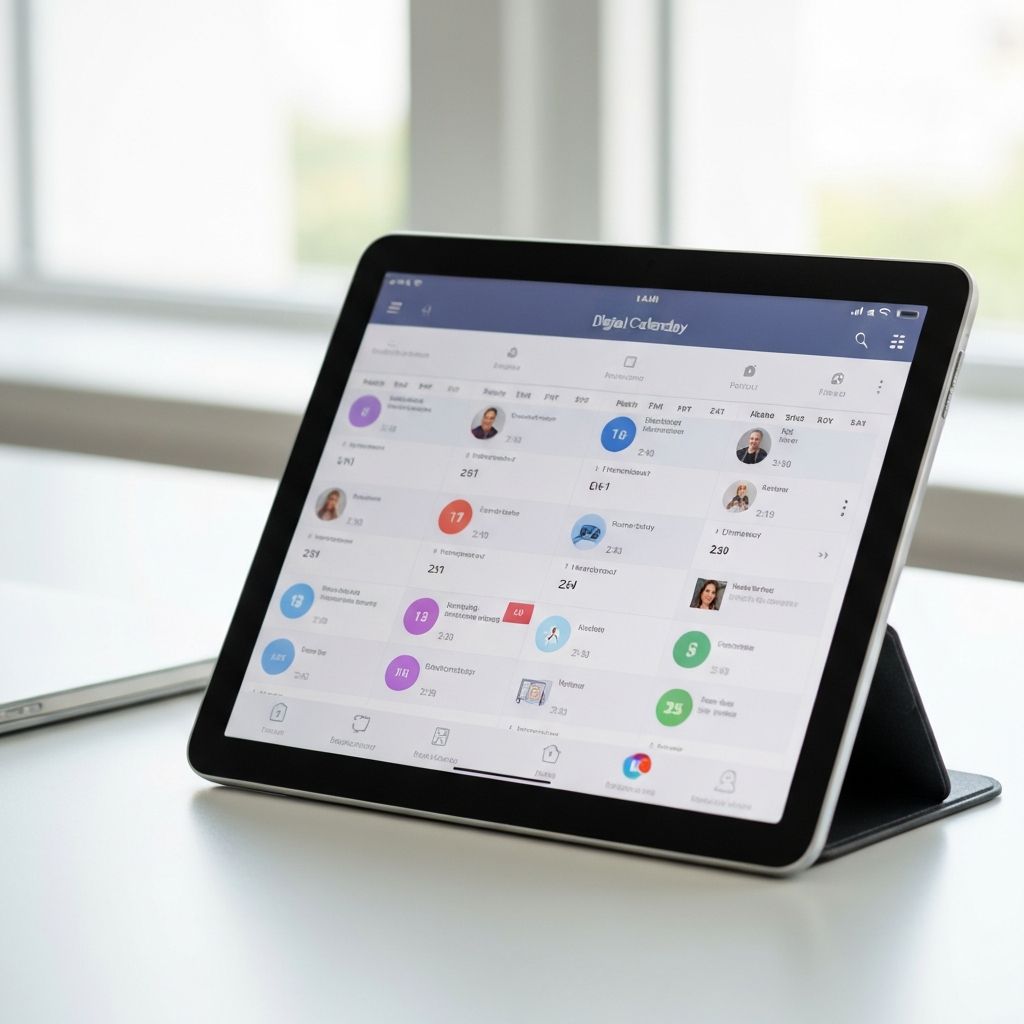 Digital calendar with scheduled appointments