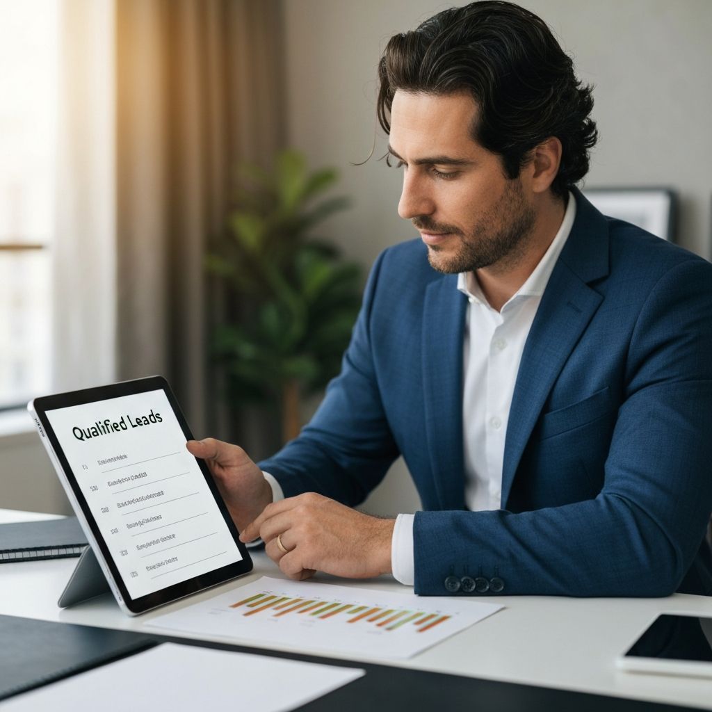 Business owner reviewing qualified leads